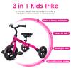 YGJT 3 in 1 Tricycle for Toddlers Age 2-5 Years Old, Folding Kids Balance Bike with Adjustable Seat and Removable Pedal, Toddler Bike Ride-on Toys for Infant, Gifts for Baby Boys Girls Birthday(Pink) view 3