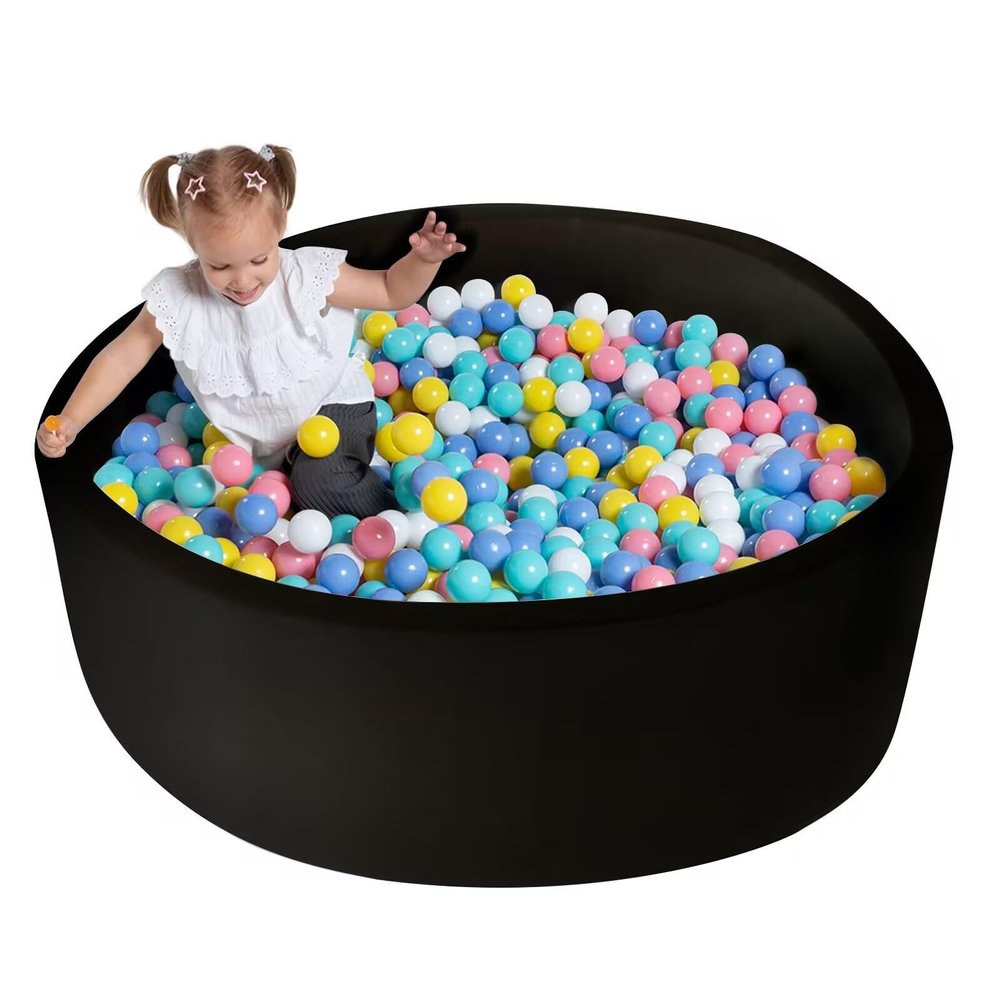 UHAPPYEE Extra Large Soft Ball Pit for Toddler, 51 x 11.8 in Foam Ball Pit for Baby Kids Soft Round Ball Pool - Black