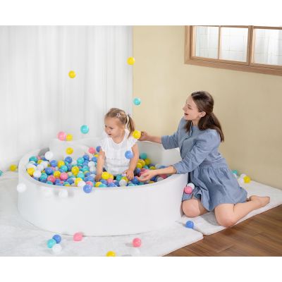 UHAPPYEE Extra Large Soft Ball Pit for Toddler, 51 x 11.8 in Foam Ball Pit for Baby Kids - White