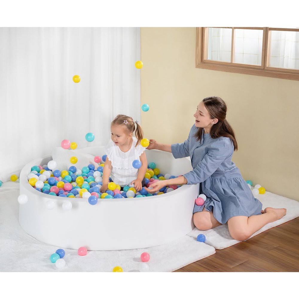 UHAPPYEE Extra Large Soft Ball Pit for Toddler, 51 x 11.8 in Foam Ball Pit for Baby Kids - White
