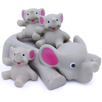 Bath Toys for Toddlers Infants 6 Months+, Floating Bathtub Elephant Toys Squeak Rubber Animal 4 Piece Set, Pool Beach Party Gift for Kids Boys Girls Water Fun and Shower Time
