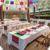 10 Packs 14 x 84 Inch Mexican Serape Table Runners, 29 Pcs Papel Picado Banner, Fiesta Hanging Banner and Pennant Flag Banner Colorful Bunting Banner for Mexican Theme Party (Rose Red) view 2