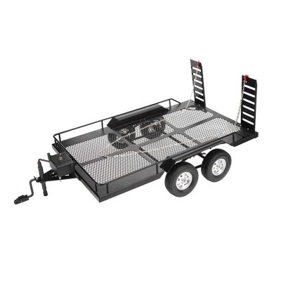 LAFEINA RC Car Metal Trailer with Four Tires Wheels for 1/10 RC Crawler Car SCX10 TRX-4 KM2 D90 Redcat Gen8