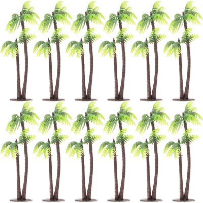 12pcs Plastic Fake Palm Tree Miniature Coconut Tree Model Decorations Mini Artificial Tropical Plant Toy Micro Coconut Figurines Beach Landscape Plant Prop for Cake Fairy Garden Aquarium Bonsai