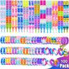 100Pcs Pop Bracelet, Party Favors for Kid, Pop Wrist Strap Fidget Toys Pack ,Fidget Toys for Girils Boys, as Gifts for Easter Chrismas,Classroom Prizes for Students view 1