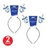 Beistle Dreidel Boppers  2-Pack Hanukkah Headbands, Blue and White Printed One Side with Hebrew Design on Metal Springs, Black Snap-On Bands for Adults, Festive Holiday Party Accessories view 3