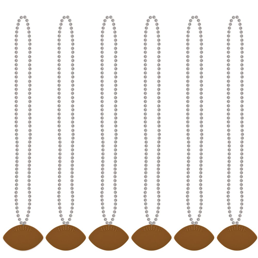 Beistle 6 Piece Plastic Football Party Necklaces, Game Day Sports Theme Favors