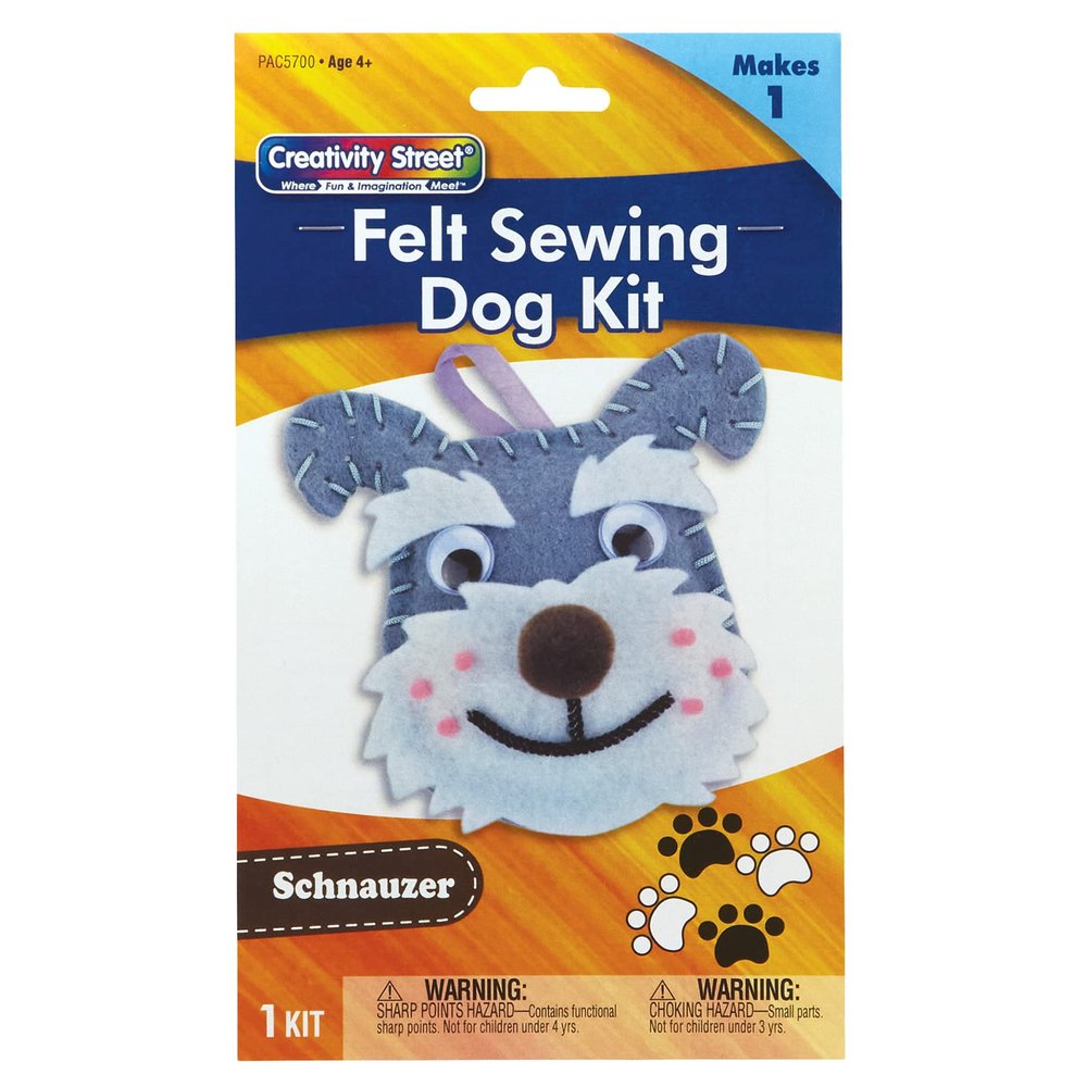 Creativity Street Felt Sewing Dog Kit, Schnauzer, 4.25" x 6.5" x 1", 1 Kit