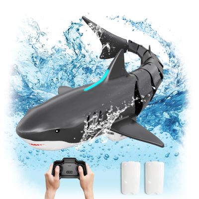 JELLY PLAY Remote Control Shark Pool Toys for Kids Age 8-12, 2.4GHz Waterproof RC Boat, Toy Shark with Light for 60 Mins Play, Gift for Boys Girls