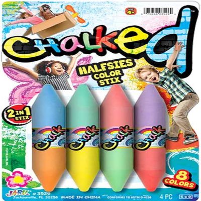 JA-RU Jumbo Double Sided Sidewalk Chalk (1 Pack) Non-Toxic & Washable Colored Chalk for Kids Ultimate Art Set Crayon. Outdoor Street Drawing. Party Easter Basket Stuffers 3529-1