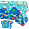 3 Pack Gone Fishing Tablecloths for Ofishally One Birthday Decorations, Disposable Plastic Rectangle Little Fisherman Table Cover for Summer Beach Pool Fishing Themed Birthday Party Supplies 51"x87" view 1