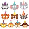 10 Pcs Animal Party Favor Masks Safari Jungle Felt Mask for Kids Funny Birthday Mask Supplies Safari Theme Party Garland Decoration for Halloween Dress up Zoo Wild One Birthday Party Favor, 10 Styles view 1