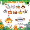 10 Pcs Animal Party Favor Masks Safari Jungle Felt Mask for Kids Funny Birthday Mask Supplies Safari Theme Party Garland Decoration for Halloween Dress up Zoo Wild One Birthday Party Favor, 10 Styles view 2