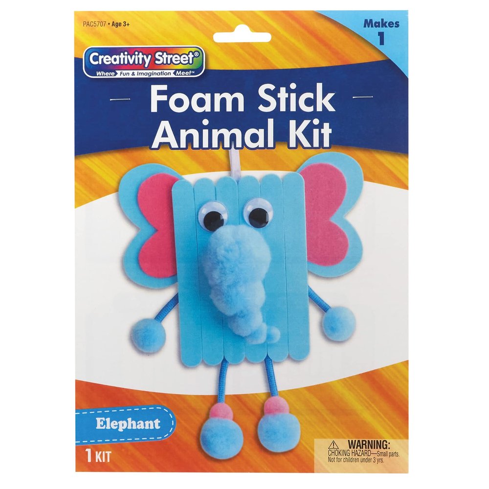 Creativity Street Foam Stick Animal Kit, Elephant, 7.75" x 11" x 1.25", 1 Kit