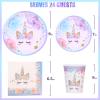 LIUGUSUN Unicorn Party Supplies Rainbow Unicorn Plates and Napkin Sets for Baby Shower First Girls Birthday Party Decorations Afternoon Tea Pool Garden PartyServes 24 view 2