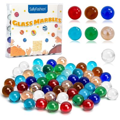 SallyFashion 75 PCS Glass Marbles Bulk, for Antique Wooden Marble Run, 7 Color