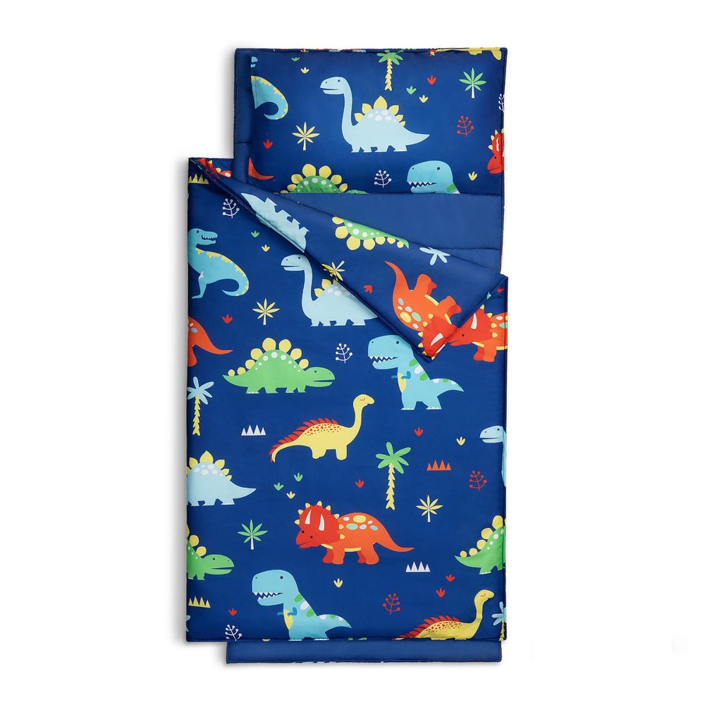 Extra Large Toddler Nap mat by Cokouchyi, Toddler Sleeping Bag with Removable Pillow, Measures 53 x 21 x 1.5 Inches, Sleeping Mat for Boys, Ideal for Daycare and Preschool Kindergarten, Dinosaur