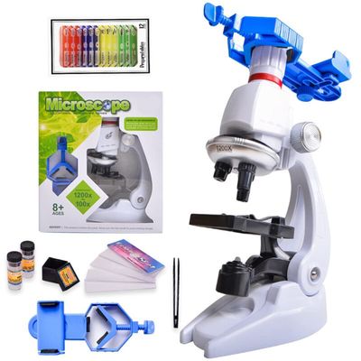 Lab Microscope Slides Microscope Kit Lab LED 100/400/1200X Biological Microscope Microscope Parts (Color : 2)