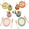 Giant bean 27PCS Wooden Toy Plates and Dishes for Kitchen Set, Wooden Play Kitchen Accessories for Girls and Boys, Montessori Toys, Christmas Birthday Gift for Kids view 1