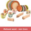 Giant bean 27PCS Wooden Toy Plates and Dishes for Kitchen Set, Wooden Play Kitchen Accessories for Girls and Boys, Montessori Toys, Christmas Birthday Gift for Kids view 2