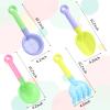Skylety 8 Pieces Sand Shovels Colorful Plastic Rake Winter Beach Sand Sifter Shovel for Snow Garden view 2