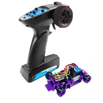 Sakeye RC Car DIY, 1/28 4WD Metal Rear Drift Repellent RC Car Transmitter Electric DRZ XRX Mini Z Racing Cars Remote Control Model RTR (Purple and Remote Control)