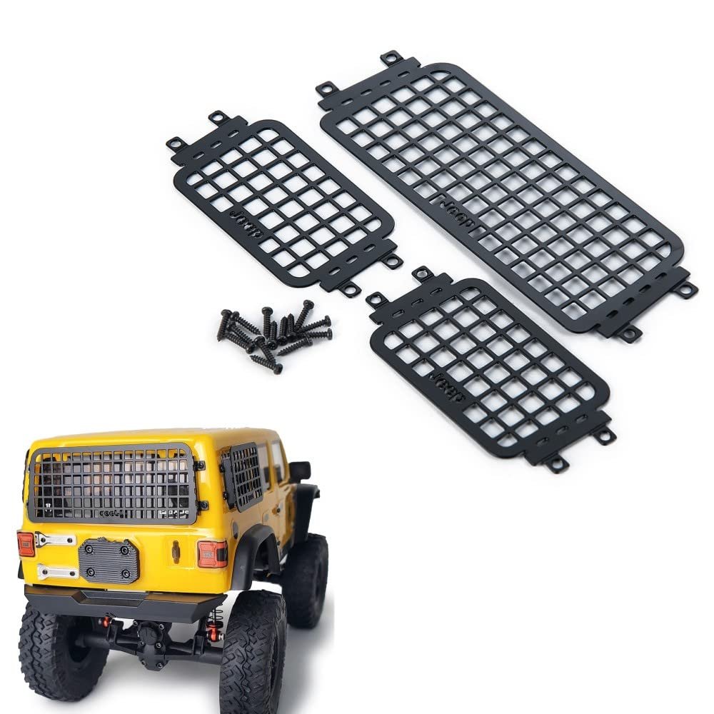 1/24th RC Car Metal Window Mesh Side&Rear Protective Net Upgrades for 1:24 Axial SCX24 AXI00002 Wrangler JLU CRC