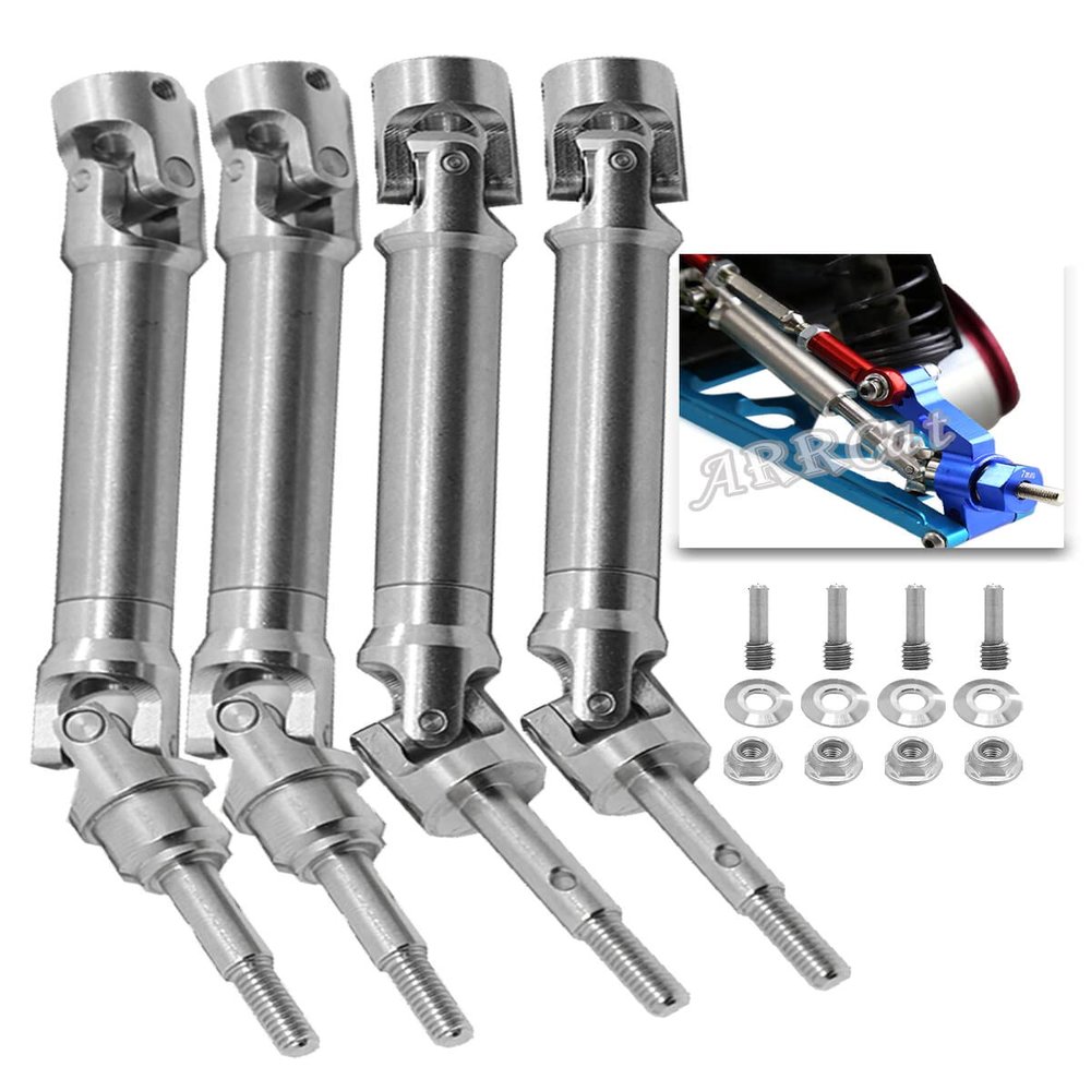 ARRCat Stainless Steel Drive Shaft for 1/10 Rustler VXL 4X4/Stampede VXL 4X4/Hoss VXL 4X4/Slash VXL 4x4 Platinum Ultimate,4PCS Rear Front Upgrades Part Hops Up (More Power)