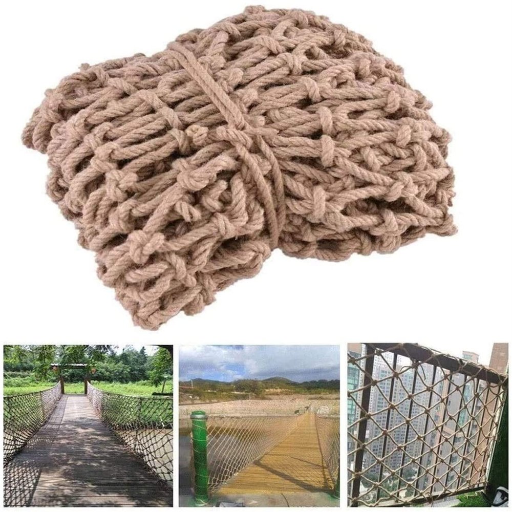 Hynet Kids Rope Net Playground Fence Net Heavy Hemp Rope Net Railing Protection Climbing Net Children Treehouse Cargo Rope Ladder Birds Mesh (Size : 1 * 2m(3 * 7ft))