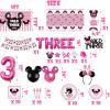 201 Pcs Pink 3rd Birthday Party Decorations, Wild Three Balloons Arch Garland Kit, Girls Third Bday Backdrop, TableCloth, Tableware for Girl's 3th Birtdhay Party Supplies view 2