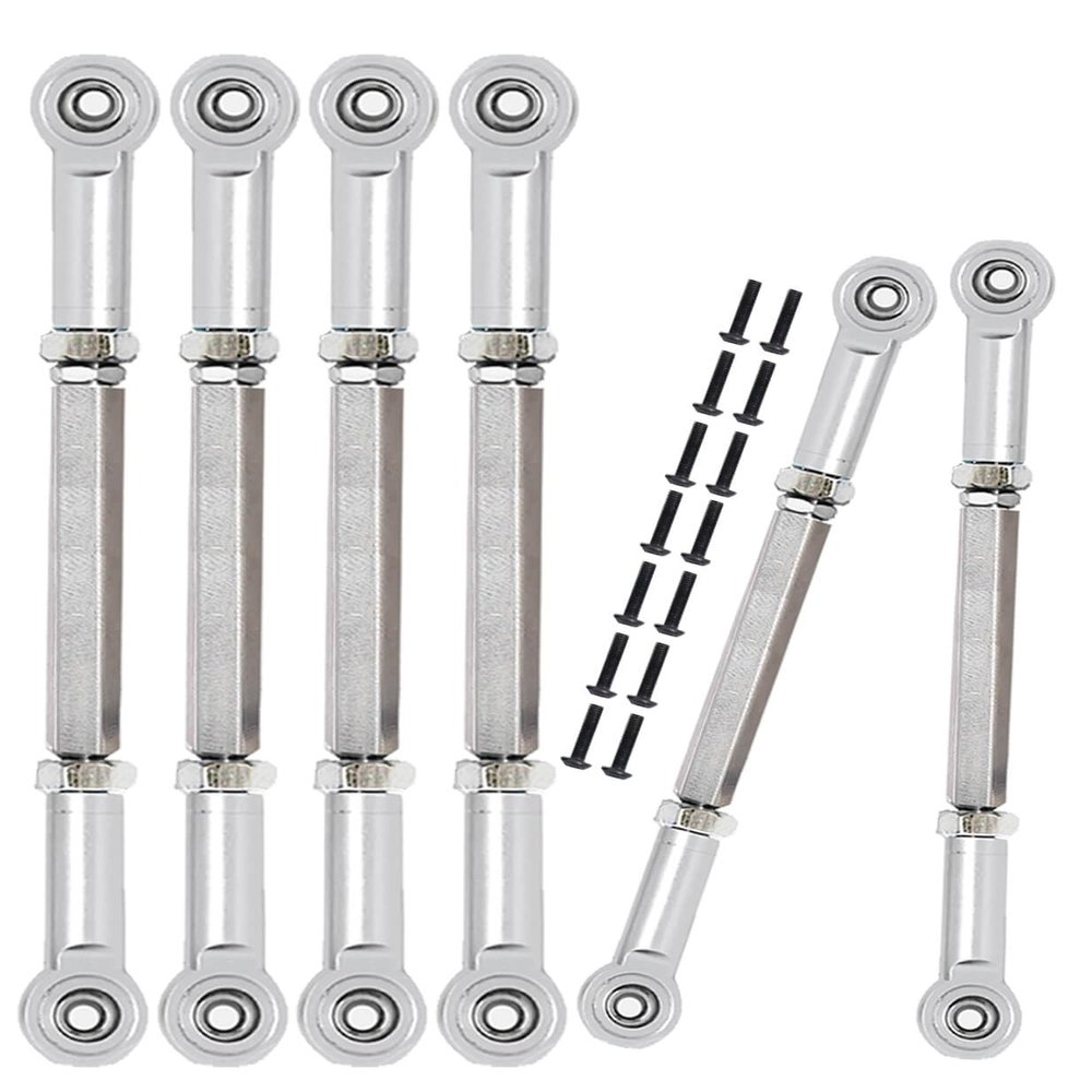 ARRCat Turnbuckles Camber Links Upgrades Parts for Ecx 1/10 2WD Ruckus Axe Brutus Circuit AMP MT AMP DB AMP Crush K&N Torment,6PCS Aluminum Adjustable Turnbuckles,Replace ECX1046,Silver