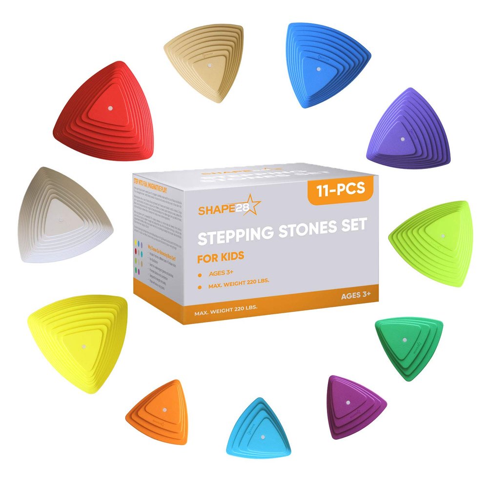 Stepping Stones for Kids XL 11 PCS Non-Slip Bottom Balance Stones -Balance Training and Sensory Coordination Great for Balance, Exercise, and Coordination - Coordination Exercise at Home, Kindergarten, Daycare, Gift for 4+ Kids