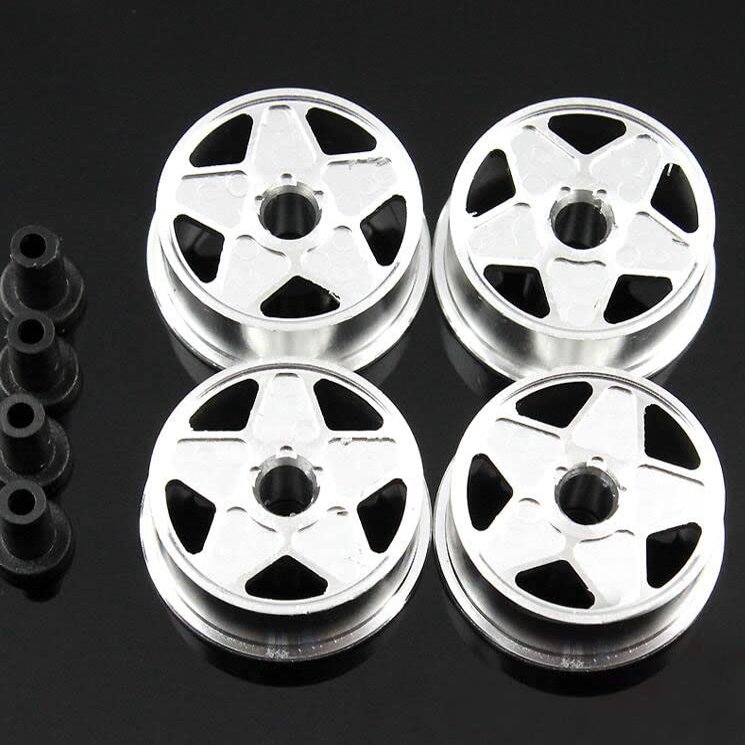 Replacement Part For 4PCS Self Made Aluminum Alloy Middle Diameter Wheel Hubs For Mini 4WD RC Car Black/Blue/Red/Silver - (Color: Silver)