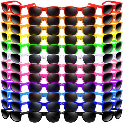 Oleitodh Kids Sunglasses Bulk, 60 Pack Neon Party Sunglasses, 80's Style, 10 Colors, Universal Size, Unisex, Birthday Party Favors