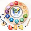 Lace & Learn Wood Clock for Kids - Shapes, Colors, Lacing & Telling Time Toddler Clock - Glow in The Dark Fine Motor Skills and Wooden Toys with Activity eBook view 1