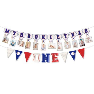 Baseball 1st Birthday Decorations - My Rookie Year Banner for Boys Baby First Birthday Party Supplies - Baseball Theme