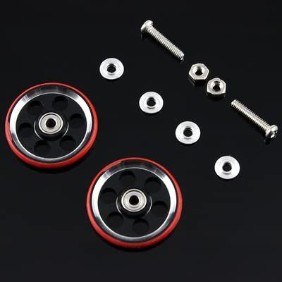 Replacement Part For 4Sets 19mm Aluminum Alloy Bearing Guide Wheel Six-hole Plastic Outer Ring 95238 95213 For Mini 4WD RC Car Model - (Color: Black Wheel Redring)