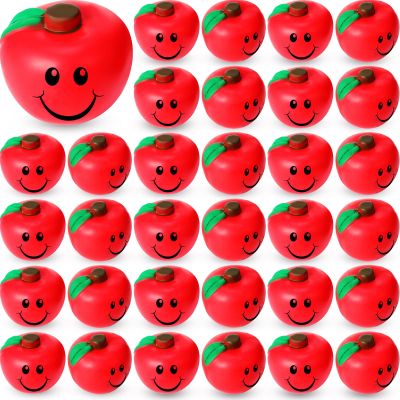 Jerify 30 Pcs Fruit Stress Ball Toys Red Fruit Smile Stress Balls Soft Foam Party Favors Bulk for Teens Adults Finger Exercise School Carnival Reward Gifts Party Favor Supplies(Red)