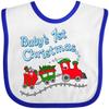 inktastic Baby's 1st Christmas Train with Presents and Tree Baby Bib White and Royal 38fc5 view 1