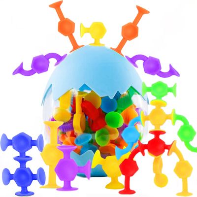 CreateView 50pcs Suction Toys Sensory Toys for Kids Ages 4-8 Boys Girls, Stocking Stuffers Bath Toy for Toddlers Montessori 8 Colors Slicone Sucker Travel for Kids 3 4 5 6 7 8