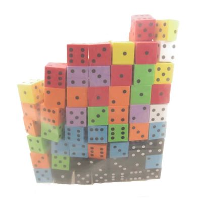 Assorted Opaque Foam Dice with Dots D6 25mm (1in) Bulk Pack of 100 Dice Koplow Games