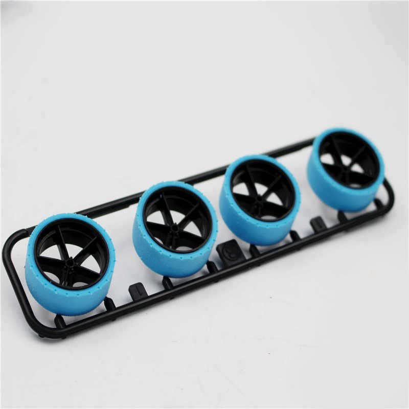 Replacement Part For 4Pcs Large Diameter Trimming Tyres Manual Polished Trim Tire 95254/15414 For 1/32 Scale Mini 4WD Racing Car Model - (Color: Blue Thin Tires)