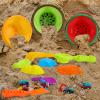 Beach Sand Toys Set for Kids, Silicone Collapsible Foldable Beach Bucket Travel Beach Toys for Summer Outdoor Camping and Fishing Tub with Sand Molds Shovels Rakes for Toddlers Boys Girls 2.5L 3PCS view 2