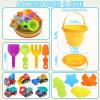 Beach Sand Toys Set for Kids, Silicone Collapsible Foldable Beach Bucket Travel Beach Toys for Summer Outdoor Camping and Fishing Tub with Sand Molds Shovels Rakes for Toddlers Boys Girls 2.5L 3PCS view 3