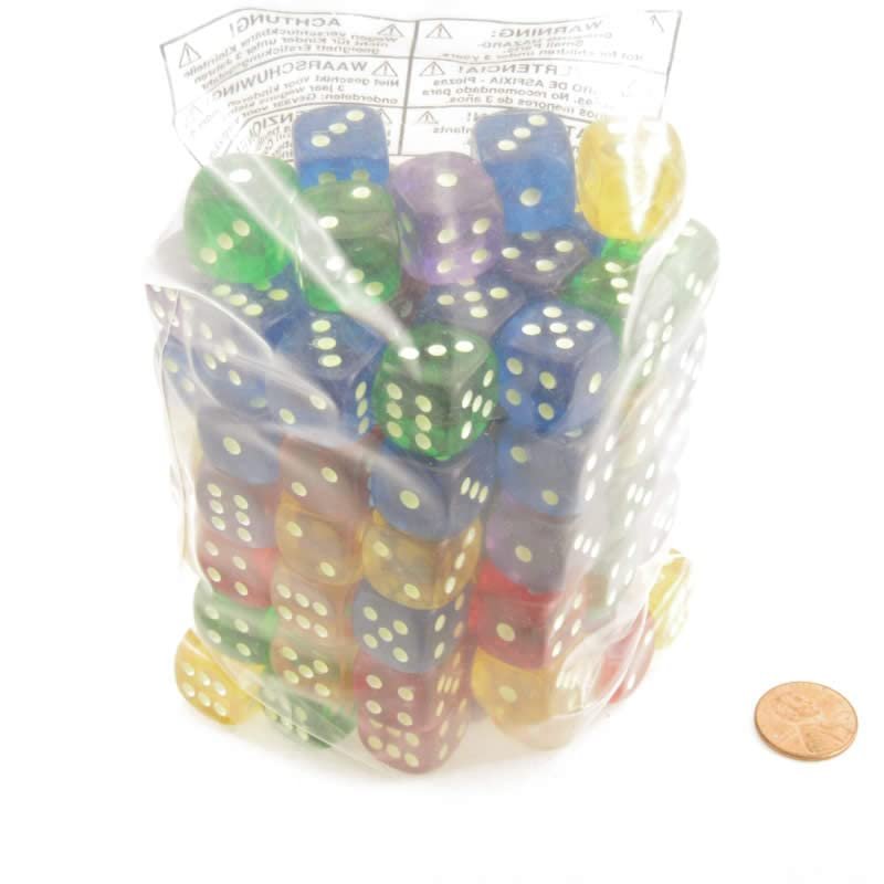 Assorted Colors Glow in The Dark Spots Dice D6 16mm (5/8in) Pack of 100 Dice Kaplow Games