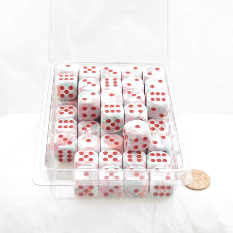 Pop Art Festive Dice with Red Pips 16mm (5/8in) D6 Pack of 50 Wondertrail