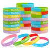 CCINEE 24 PCS Happy Birthday Silicone Bracelets, Colored Silica Rubber Stretch Wristbands for Kids Teenagers Birthday Party Supplies,4 Styles view 1