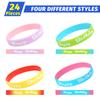 CCINEE 24 PCS Happy Birthday Silicone Bracelets, Colored Silica Rubber Stretch Wristbands for Kids Teenagers Birthday Party Supplies,4 Styles view 3