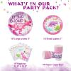 WERNNSAI Pink Dinosaur Birthday Decorations - 64 PCS Dinosaur Plates Napkins Cups Girl Dino Party Decorations Dino Paper Plates for Kids Girls Birthday Baby Shower Serves 16 Guests view 2