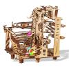 Wooden Marble Run Kit - 3D Puzzle Wood Colored Balls Run Stepped Hoist with 3-Stepped Lift Mechanism - Kinetic DIY Marble Run Wooden Puzzle view 1